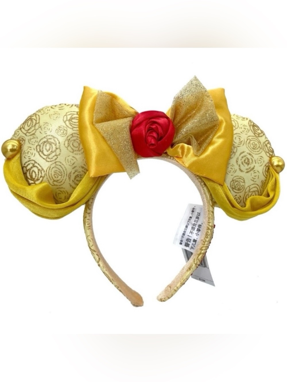 NWT DISNEY PARKS Belle Beauty & The Beast Gold Bow Rose Minnie Ears Headband